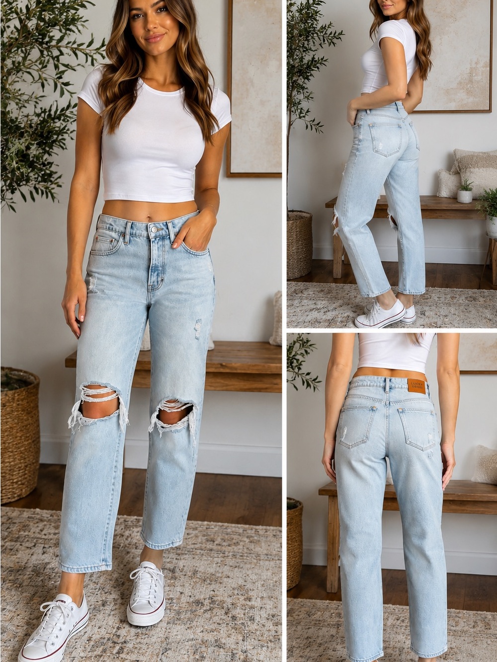 Lucky Brand Light Wash Distressed Button Fly Jeans
